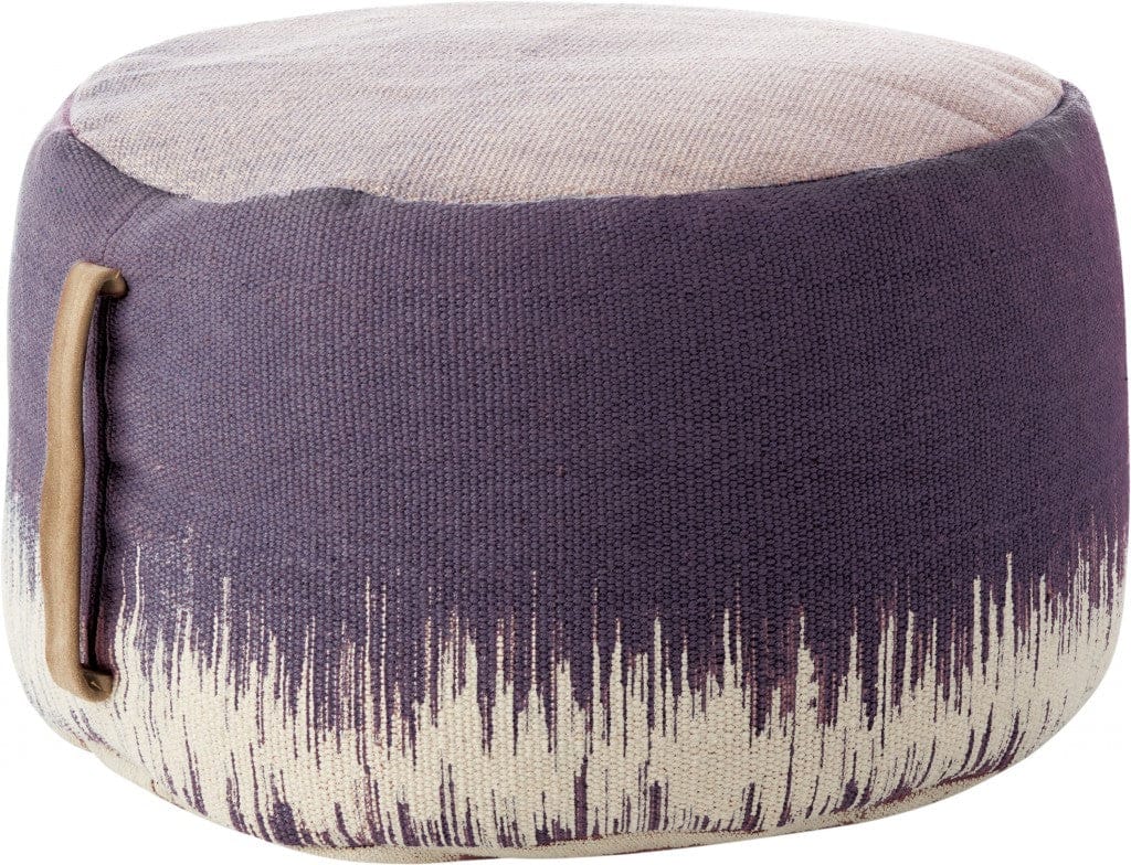 20"  Mauve Abstract Round Pouf Ottoman