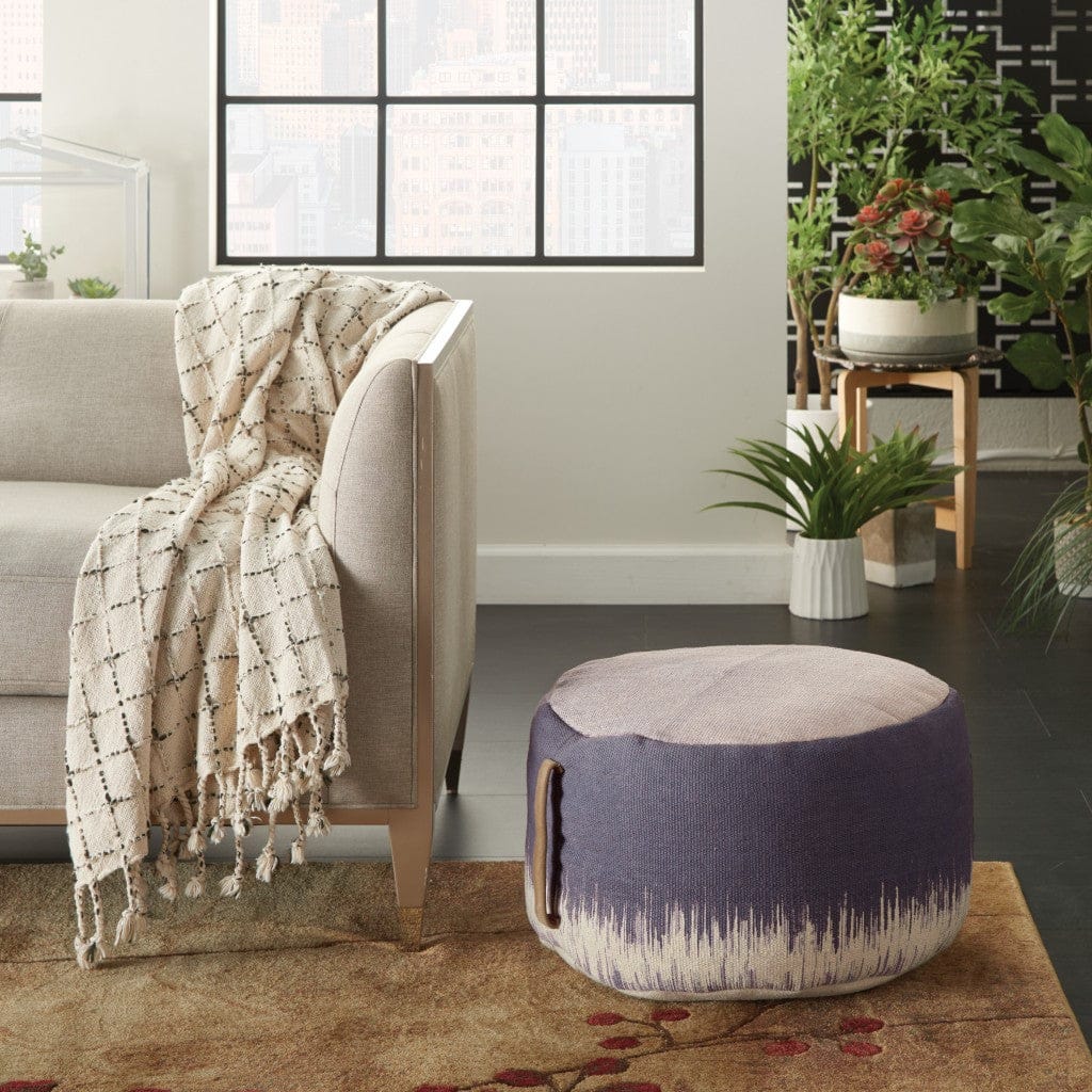 20"  Mauve Abstract Round Pouf Ottoman