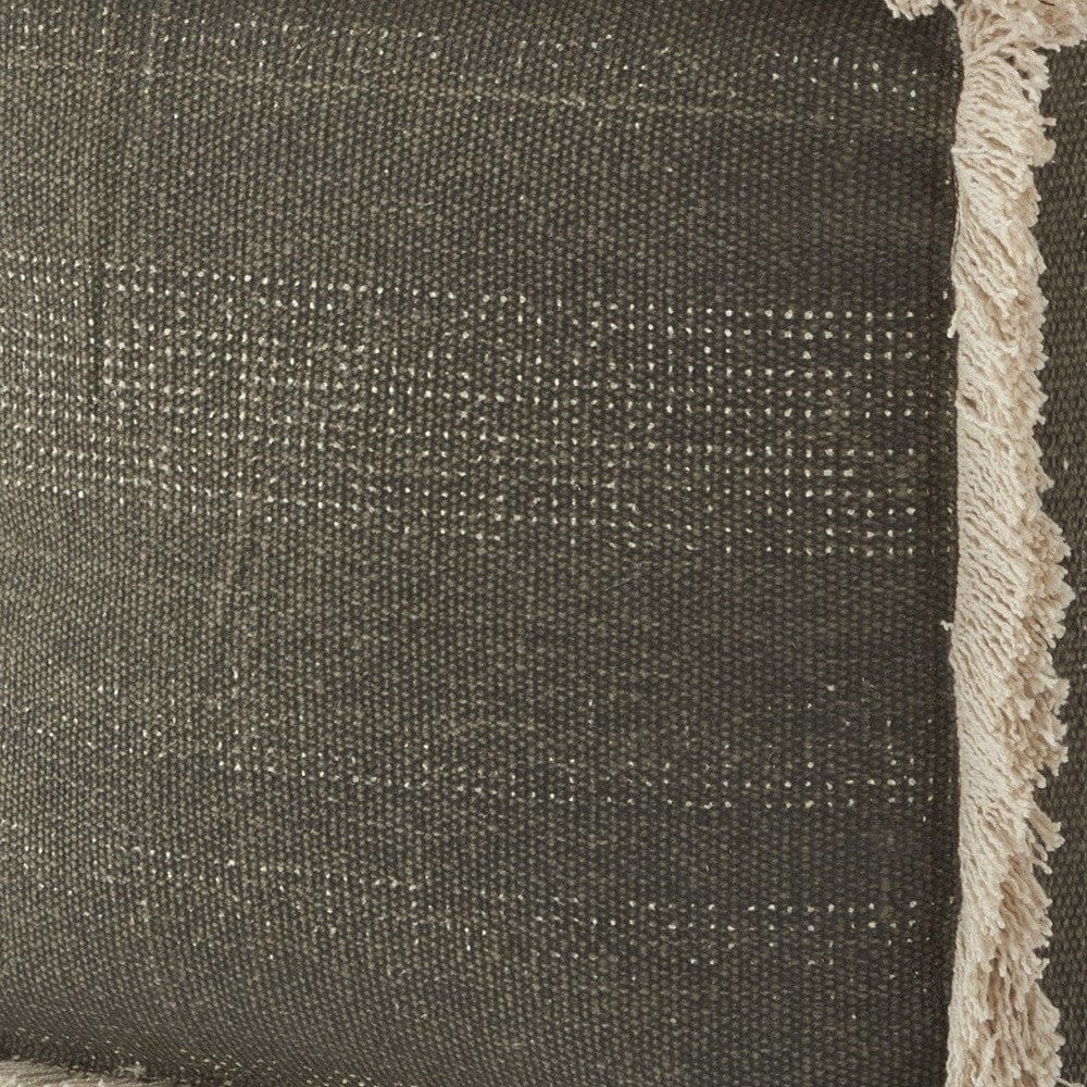 Slate Textural Shaggy Edge Pouf Ottoman