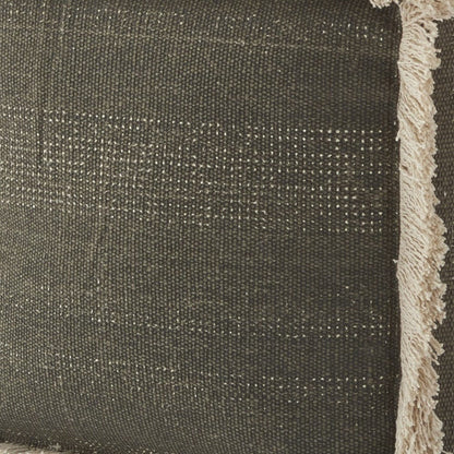 Slate Textural Shaggy Edge Pouf Ottoman