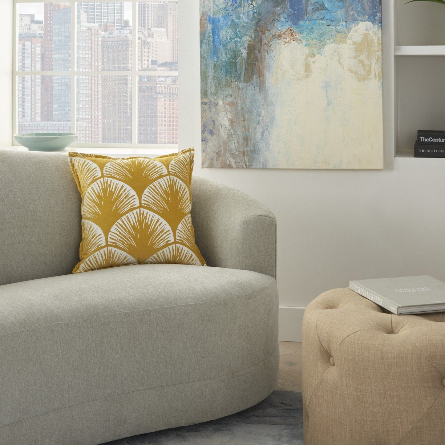 Yellow And Ivory Scales Pattern Throw Pillow