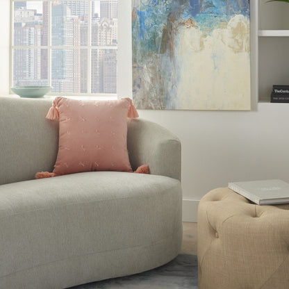 Pink Thread Detailed Throw Pillow