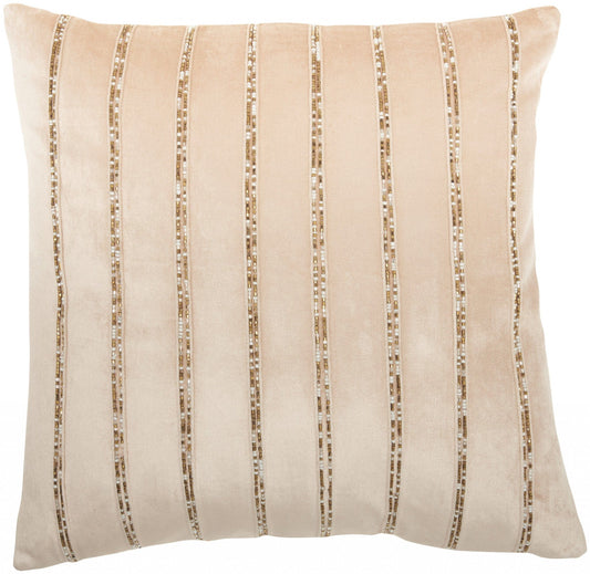 Glam Blush Pink And Gold Beaded Accent Throw Pillow