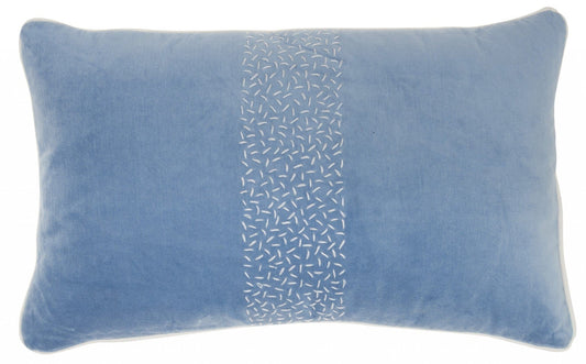 Blue Lumbar Pillow With Center Pattern