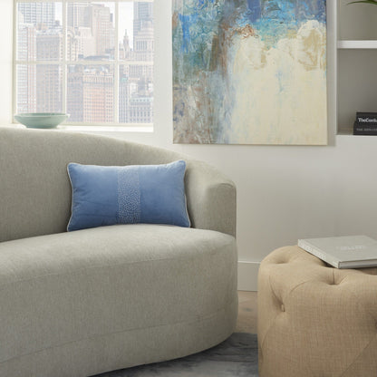 Blue Lumbar Pillow With Center Pattern