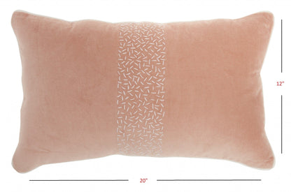 Pink Lumbar Pillow With Center Pattern