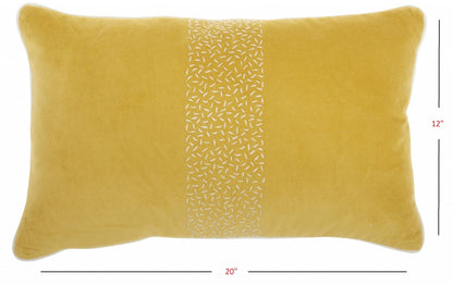 Yellow Lumbar Pillow With Center Pattern