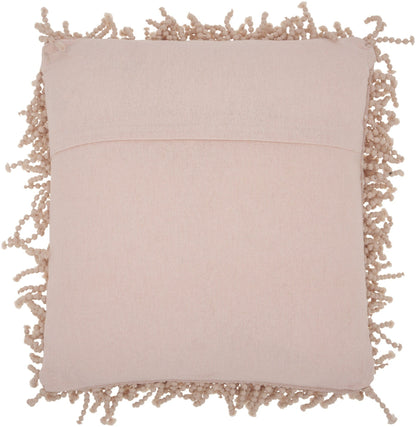 20" Pale Pink Shaggy Beads Square Throw Pillow