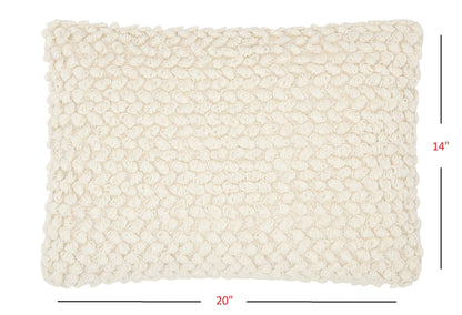 Off White Knotted Detail Lumbar Pillow