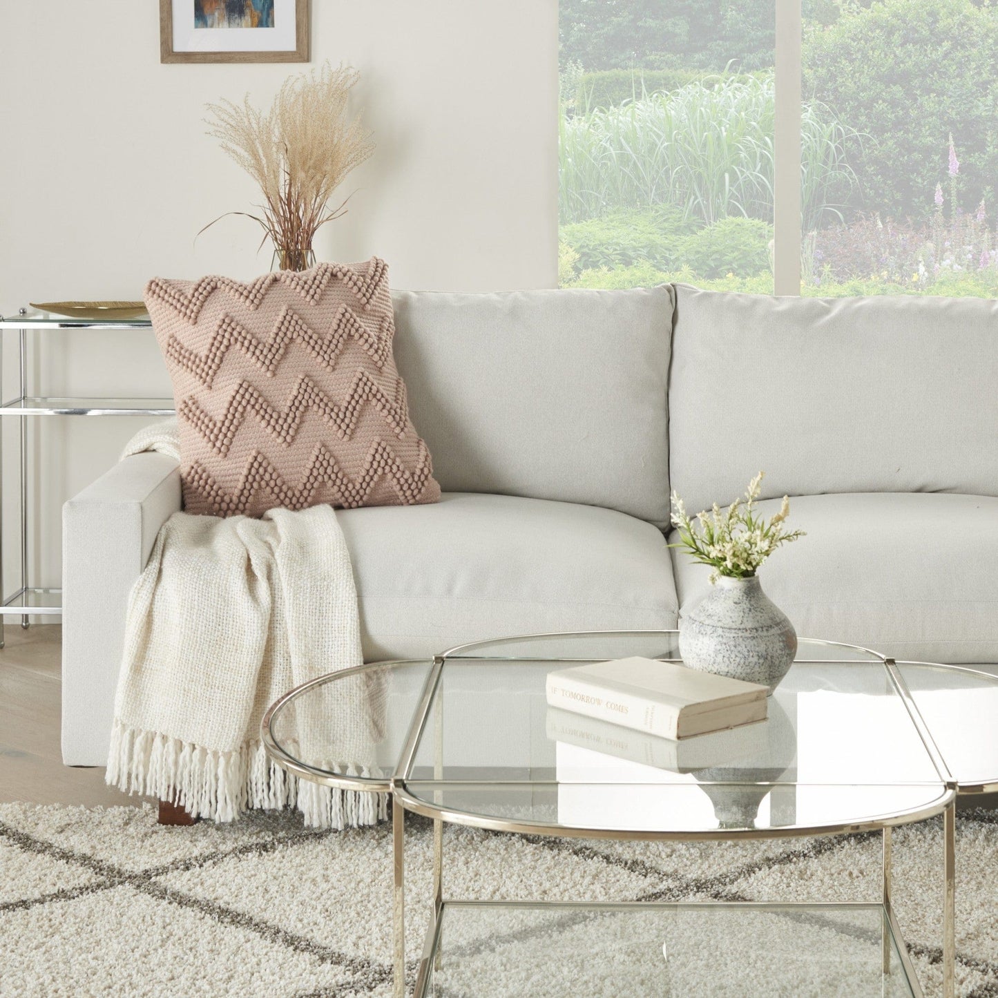 Rose Pink Chevron Detail Throw Pillow