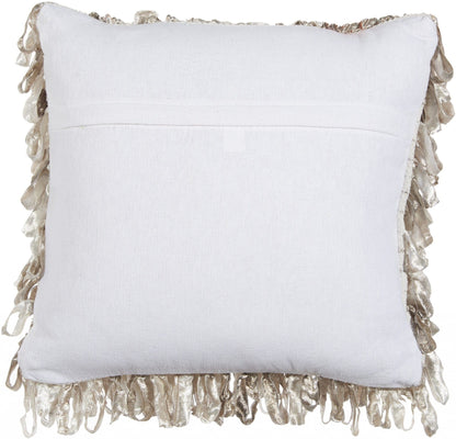 Shiny Taupe Shaggy Throw Pillow