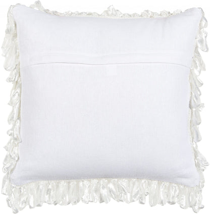 Shiny White Shaggy Throw Pillow