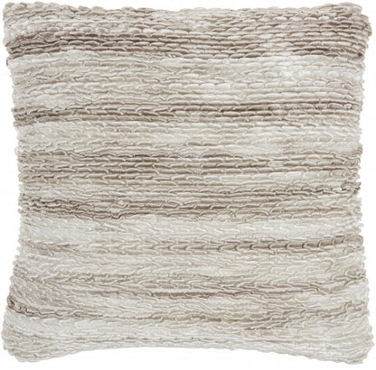 Petite Taupe And White Striped Throw Pillow