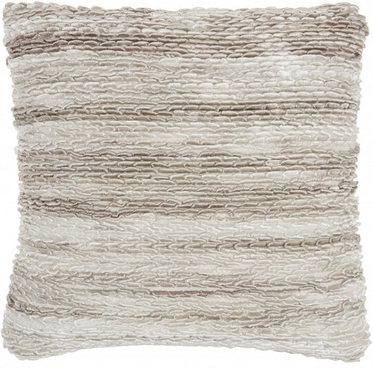 Petite Taupe And White Striped Throw Pillow