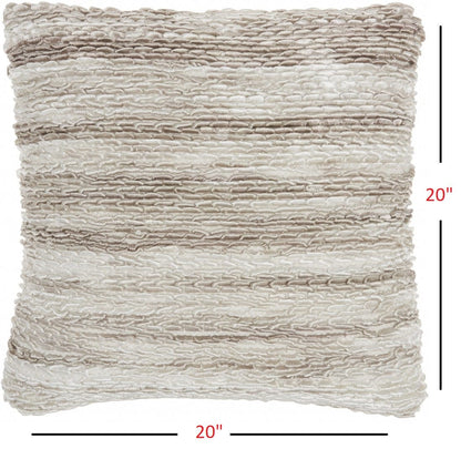 Petite Taupe And White Striped Throw Pillow