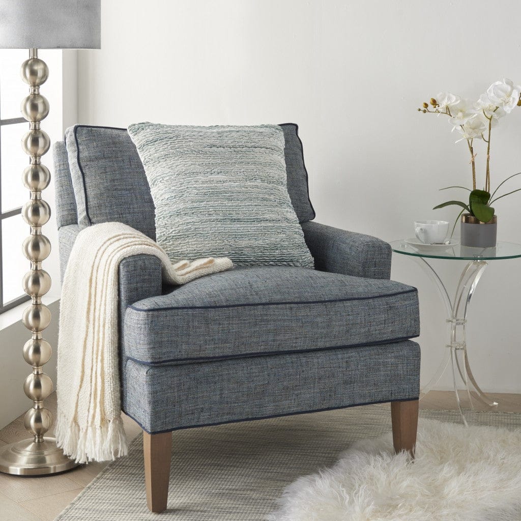 Petite Teal And White Striped Throw Pillow