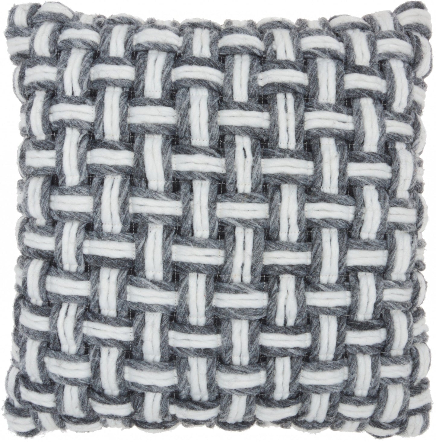Gray And White Woven Throw Pillow