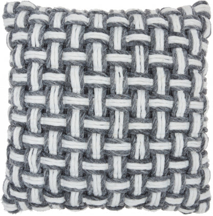 Gray And White Woven Throw Pillow
