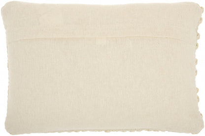 Cream Pom-Pom Detailed Lumbar Pillow