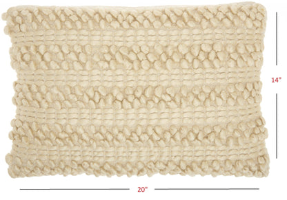 Cream Pom-Pom Detailed Lumbar Pillow