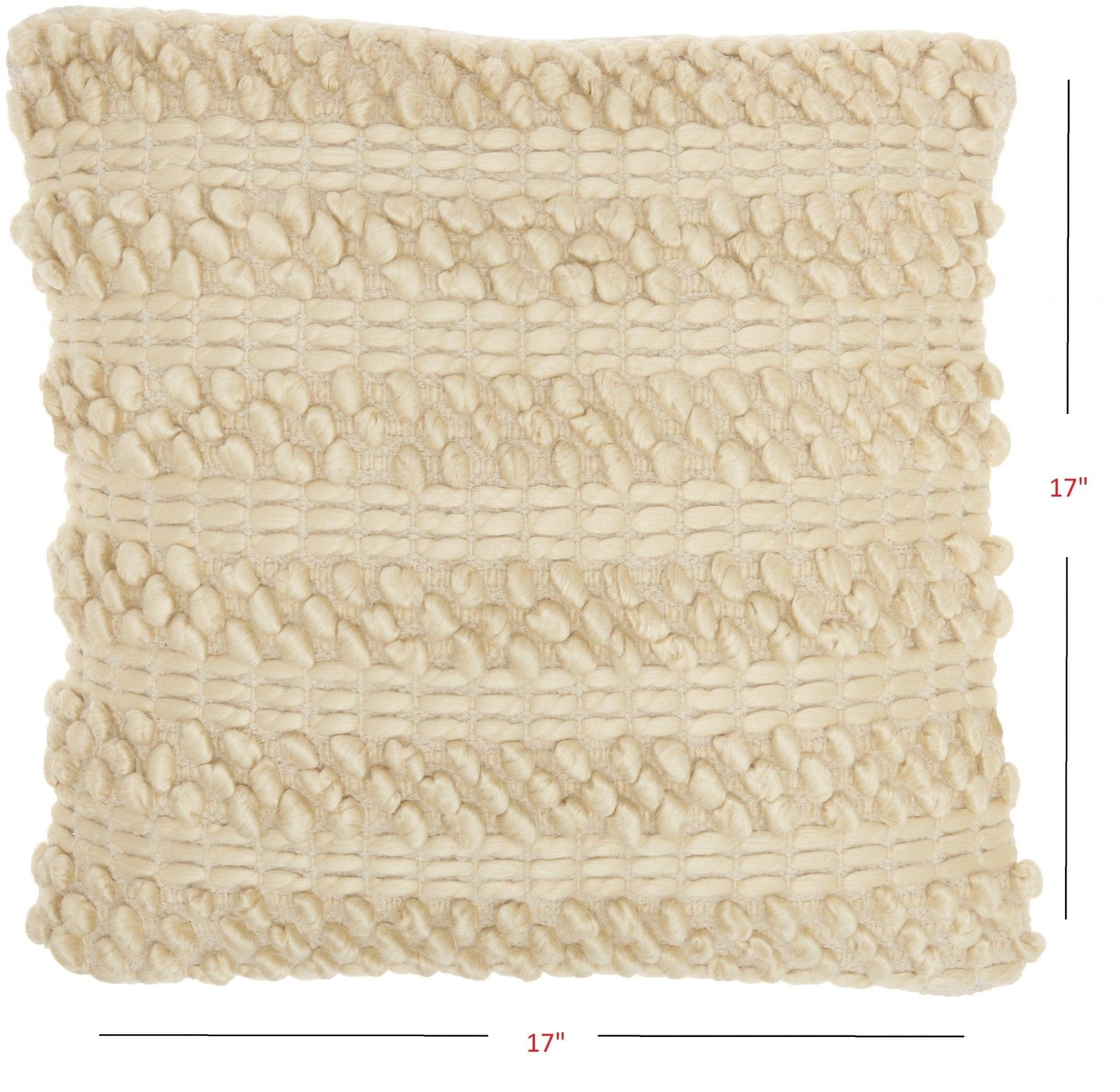 Cream Pom-Pom Detailed Throw Pillow