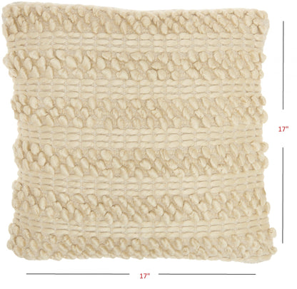 Cream Pom-Pom Detailed Throw Pillow