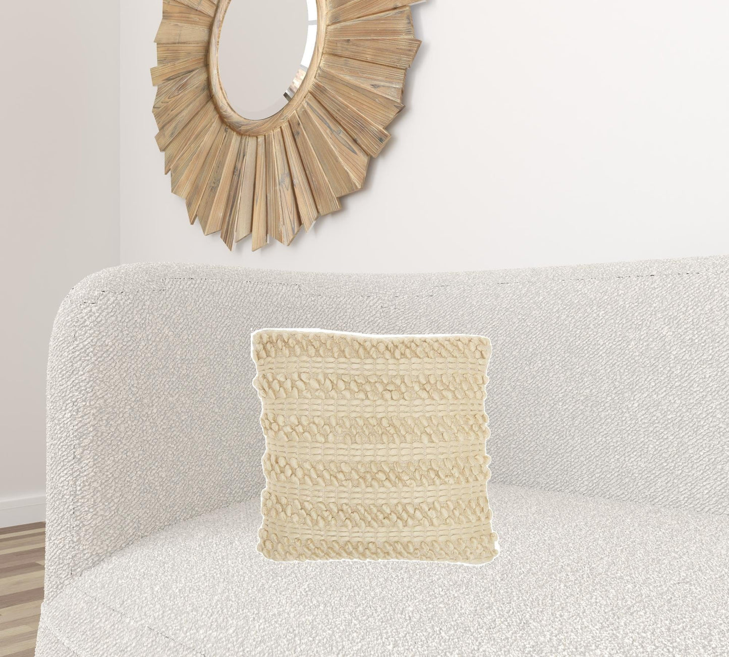 Cream Pom-Pom Detailed Throw Pillow