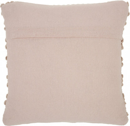 Xl Rose Pink Pom-Pom Detailed Throw Pillow