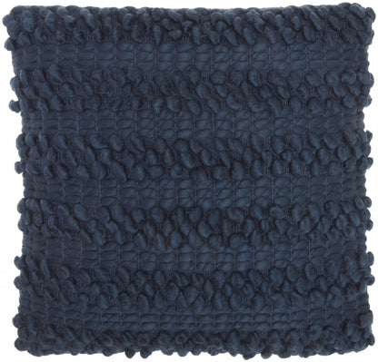 Dark Blue Pom-Pom Detailed Throw Pillow