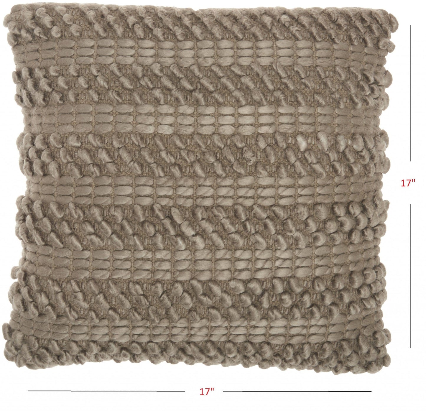 Taupe Pom-Pom Detailed Throw Pillow