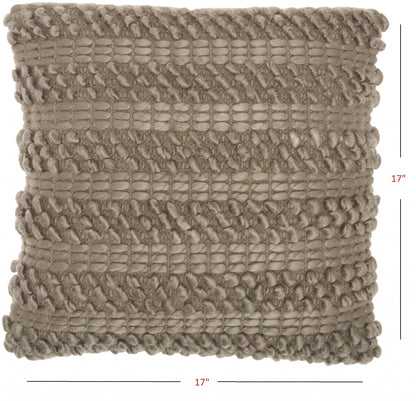 Taupe Pom-Pom Detailed Throw Pillow