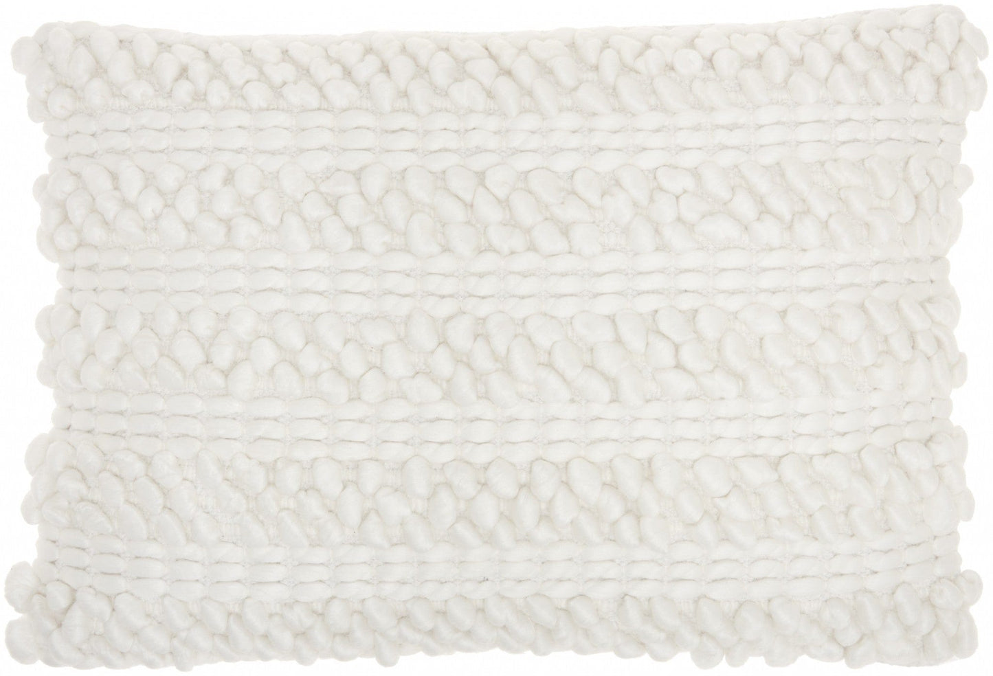 White Pom Pom Detailed Lumbar Pillow