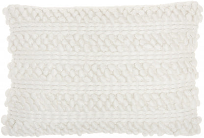 White Pom Pom Detailed Lumbar Pillow