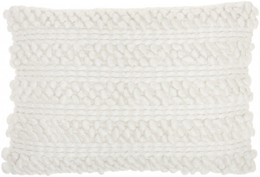 White Pom Pom Detailed Lumbar Pillow