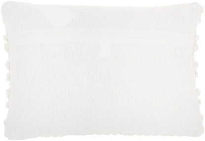 White Pom Pom Detailed Lumbar Pillow