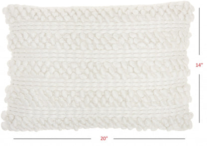 White Pom Pom Detailed Lumbar Pillow