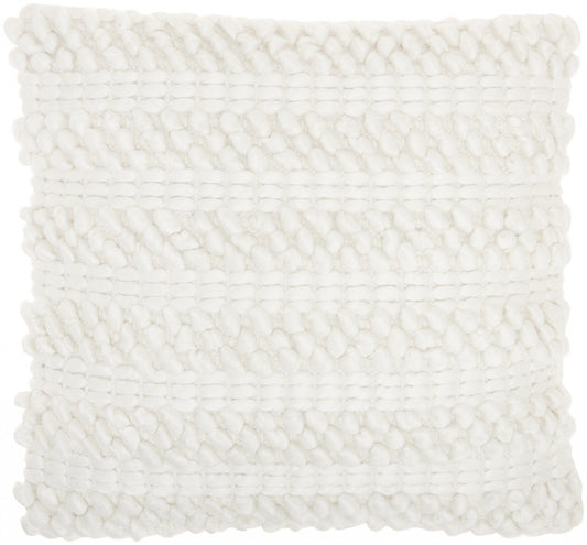 White Pom-Pom Detailed Throw Pillow