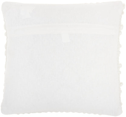 White Pom-Pom Detailed Throw Pillow