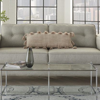 Off White Tasseled Lumbar Pillow