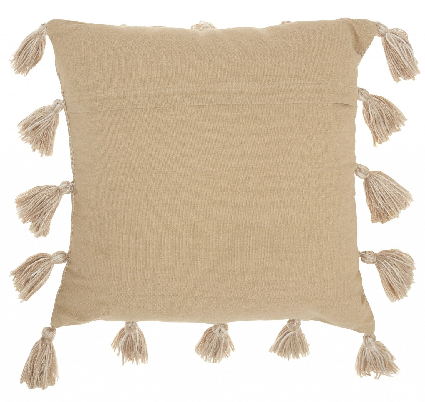 Off White Tasseled Throw Pillow