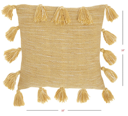 Yellow Tasseled Throw Pillow