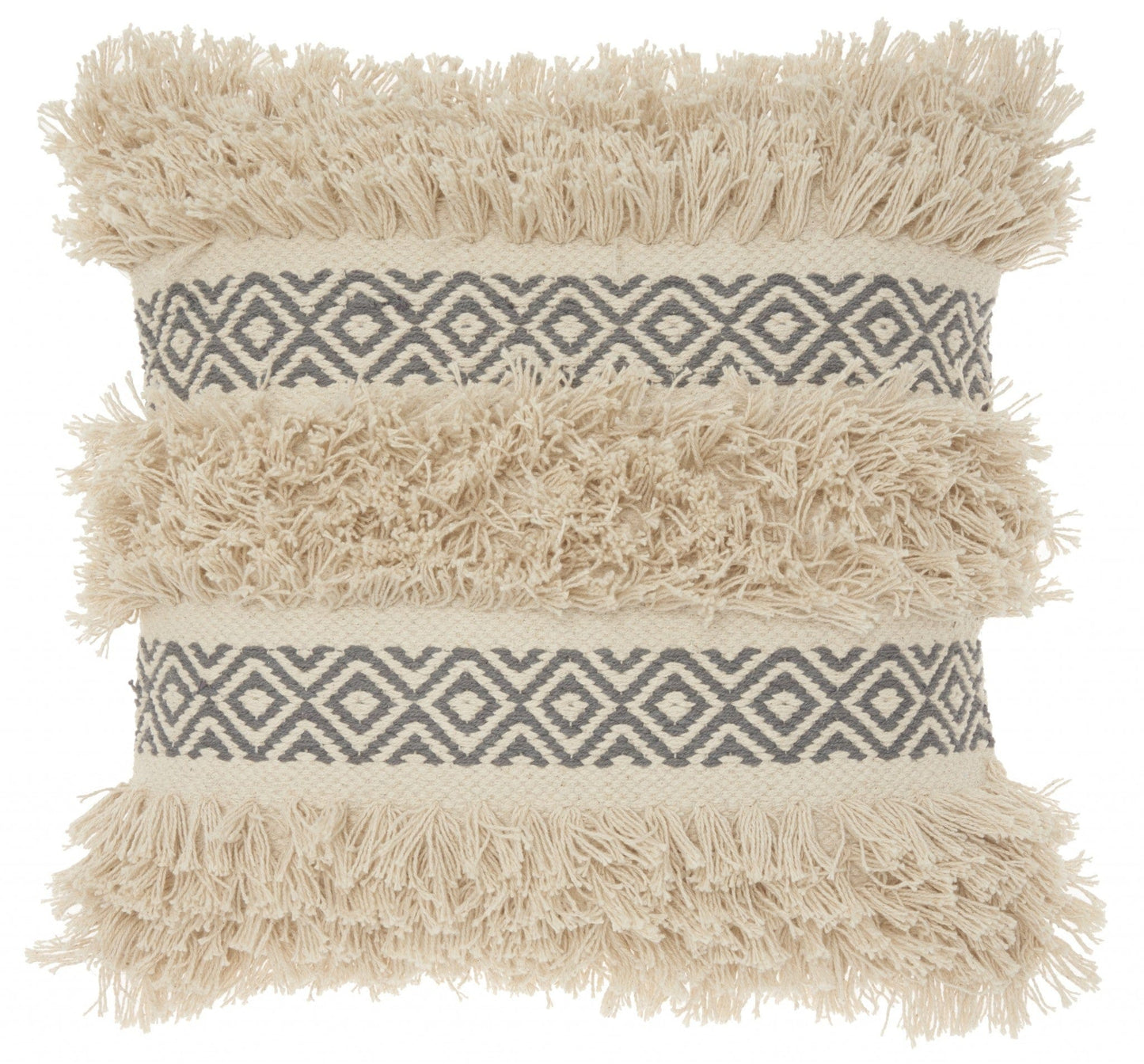 Charcoal Diamond Patterned Throw Pillow