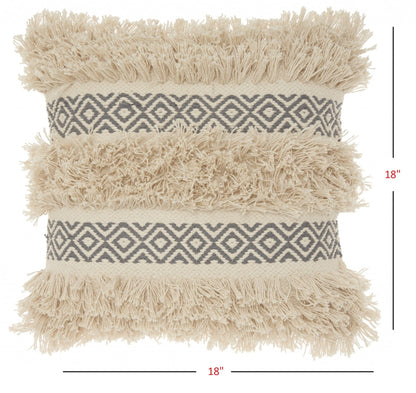 Charcoal Diamond Patterned Throw Pillow