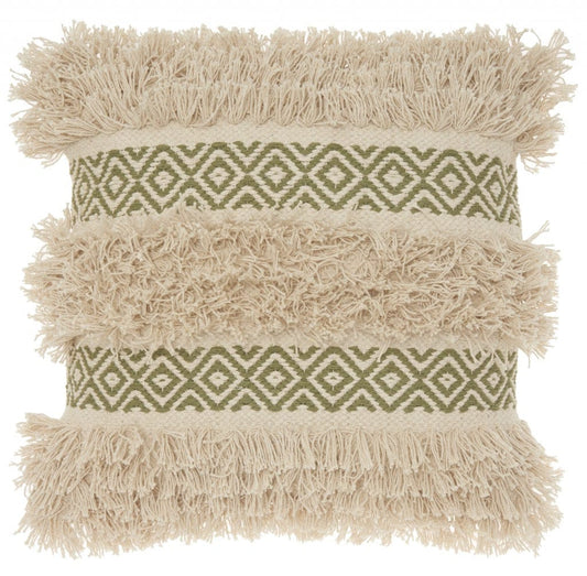 Sage Diamond Patterned Throw Pillow