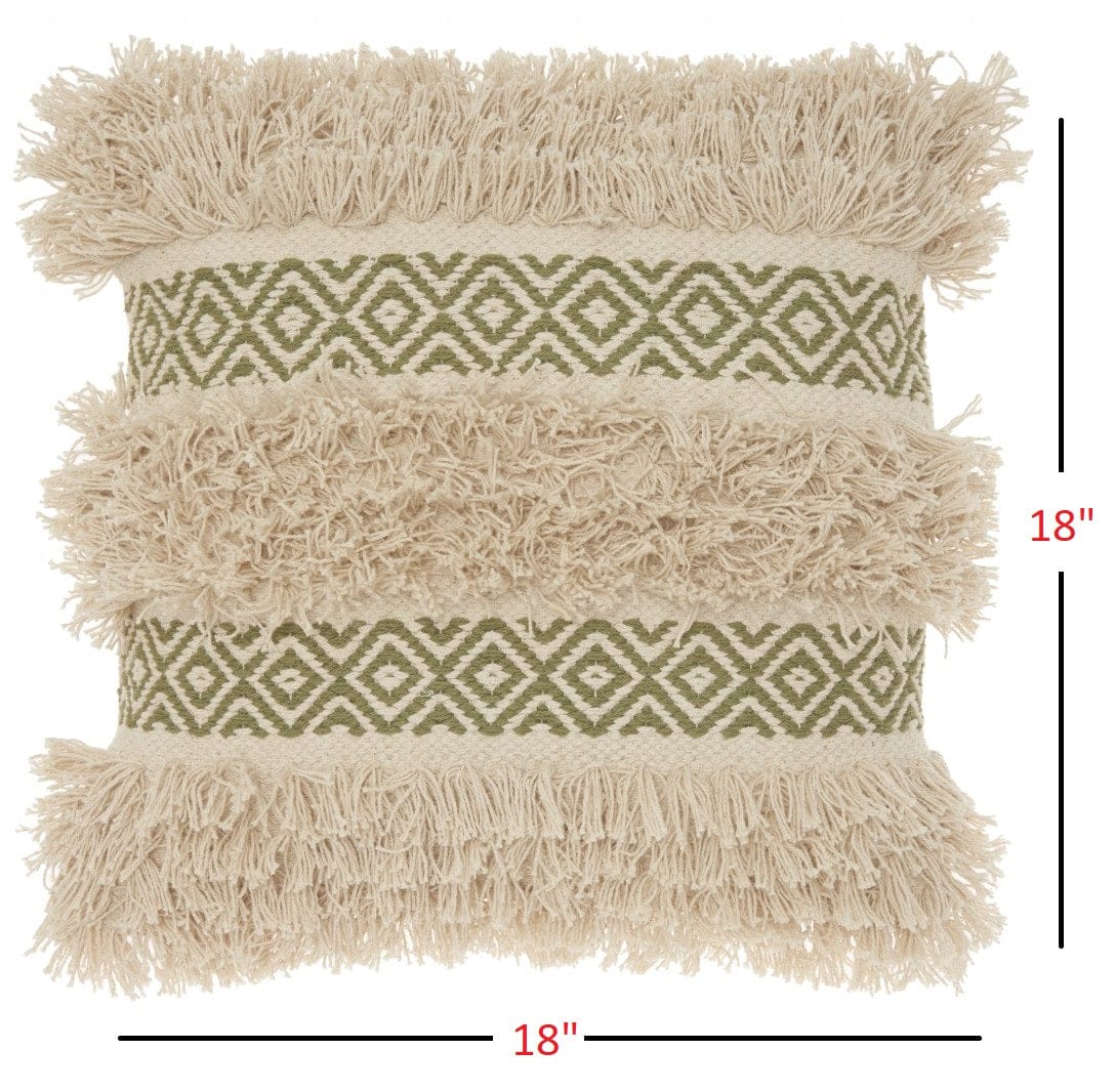 Sage Diamond Patterned Throw Pillow