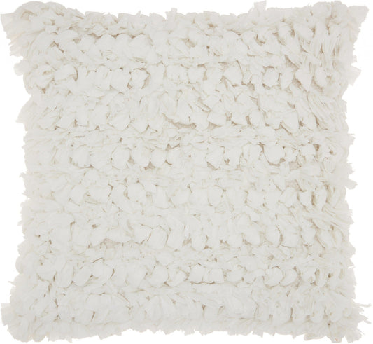Loose Luscious Shag White Throw Pillow