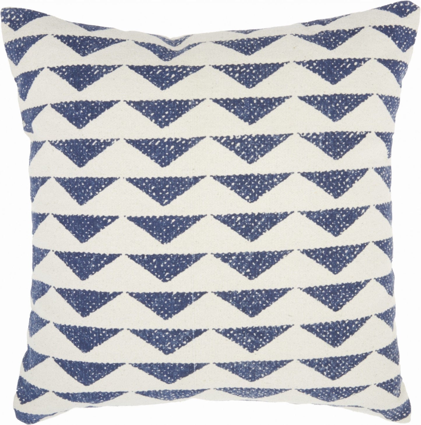 Navy Blue And Ivory Triangles Throw Pillow
