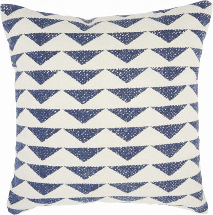 Navy Blue And Ivory Triangles Throw Pillow
