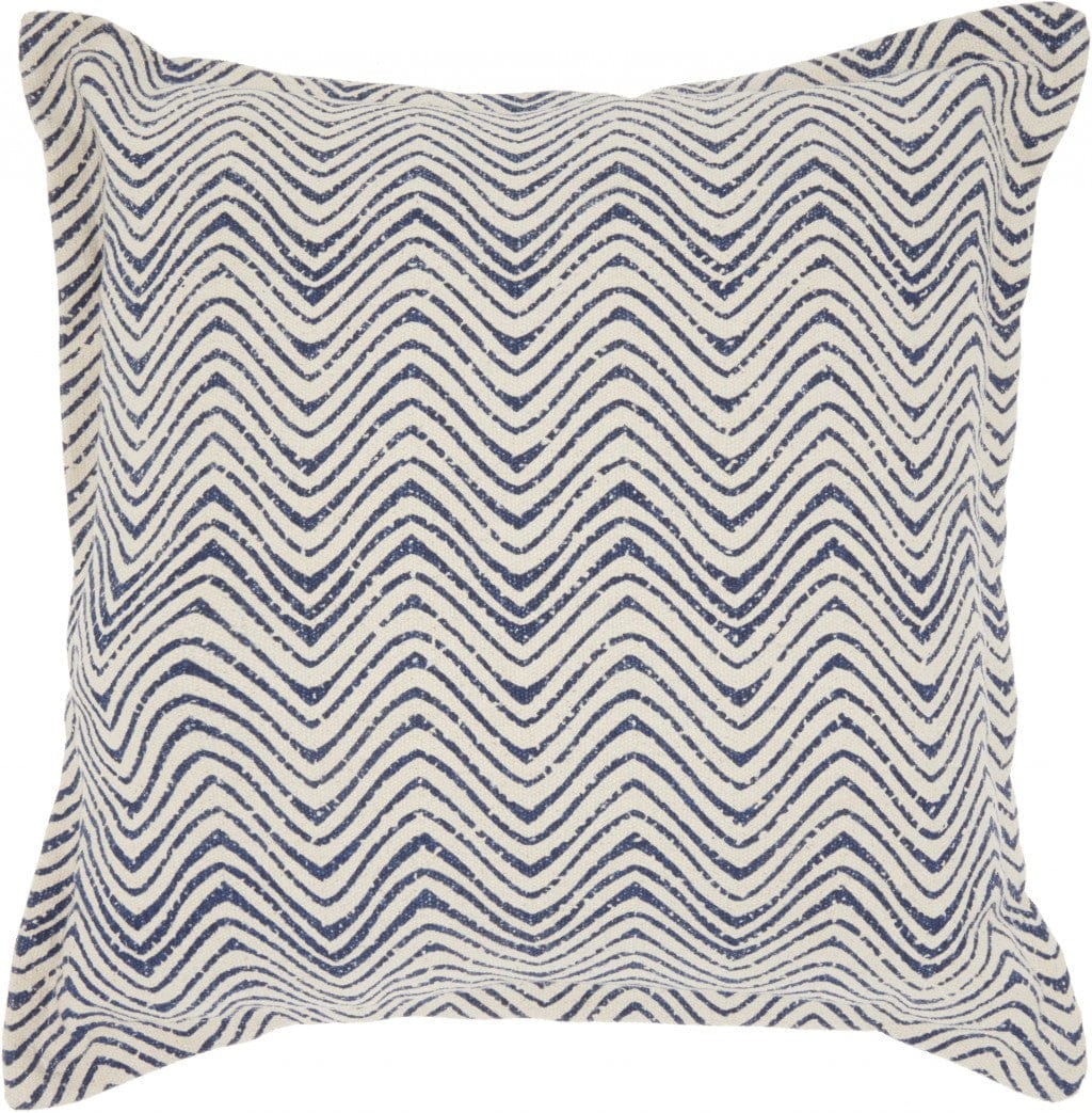 Indigo And Ivory Waves Throw Pillow