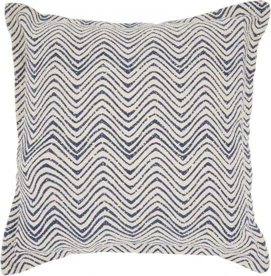Indigo And Ivory Waves Throw Pillow